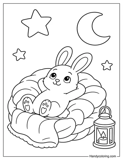 Rabbit Stargazing from a Blanket Nest