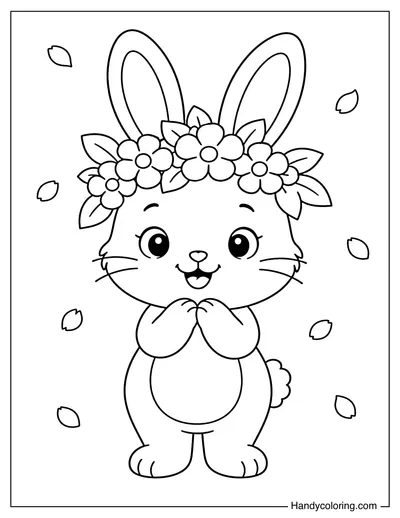 Rabbit Wearing a Big Flower Crown