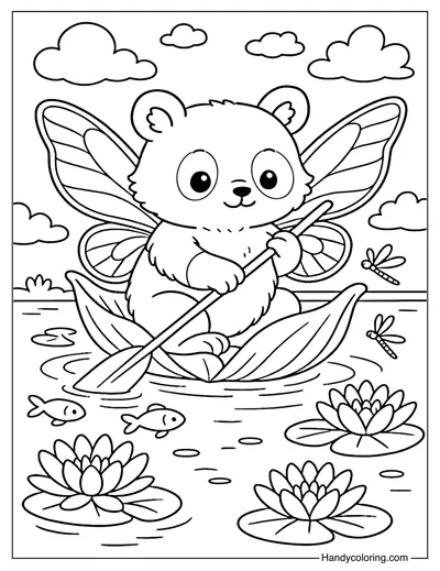 Raccoon Sunpetal Sail Coloring Page