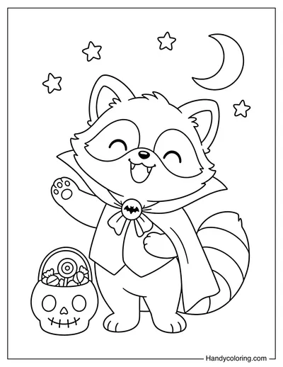 Raccoon Wearing a Vampire Cape