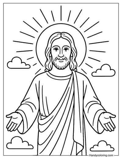 Radiant Jesus Giving Blessing Coloring Page
