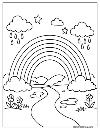 Rainbow After Rain Coloring Page