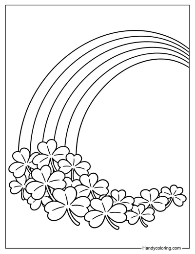 Rainbow and Shamrocks Coloring Page