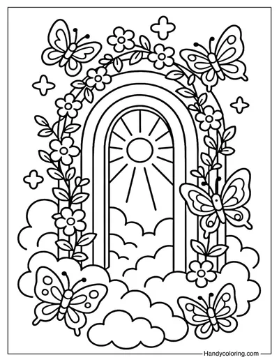 Rainbow Archway Coloring Page