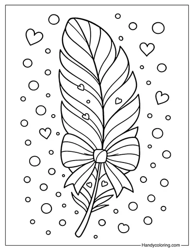 Rainbow Bow Feather Coloring Page