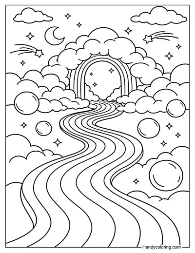 Rainbow Dream Path Coloring Page