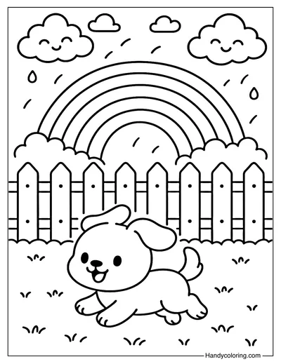 Rainbow Fence Coloring Page