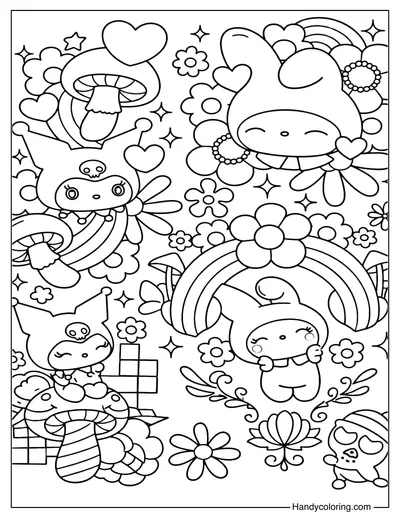 Rainbow Flower Sanrio Coloring Page