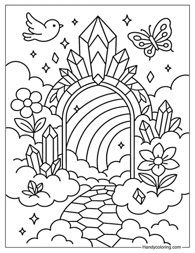 Rainbow Gate to the Sky Coloring Page