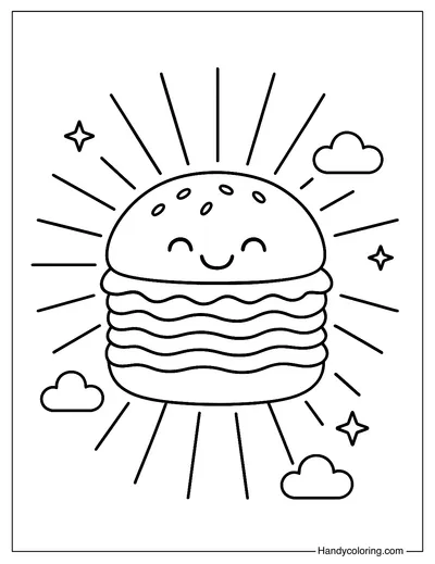 Rainbow Hamburger Coloring Page