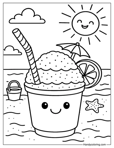 Rainbow Ice Slush Drink Coloring Page