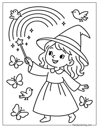 Rainbow Magic Witch Coloring Page