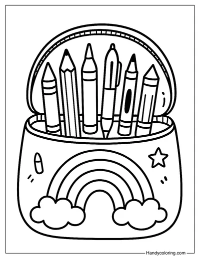 Rainbow Pencil Case Coloring Page