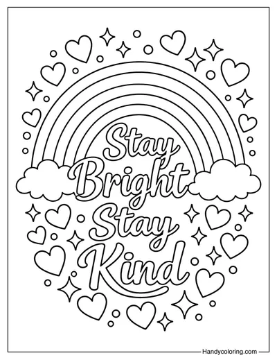 Rainbow Positive Quote Coloring Page