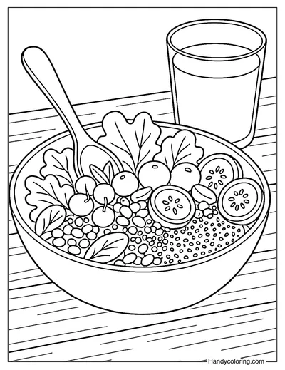 Rainbow Salad Bowl Coloring Page