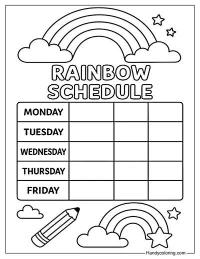 Rainbow Schedule Coloring Page