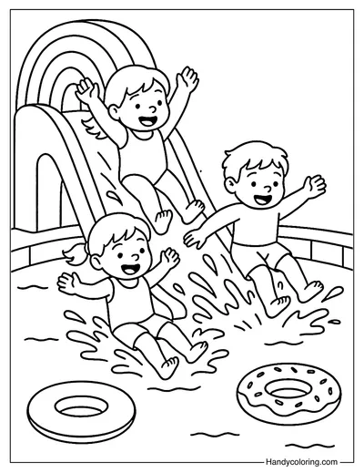 Rainbow Slide Pool Coloring Page