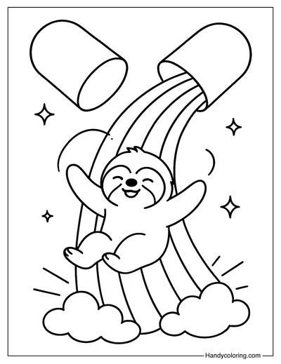 Rainbow Sloth Capsule Coloring Page