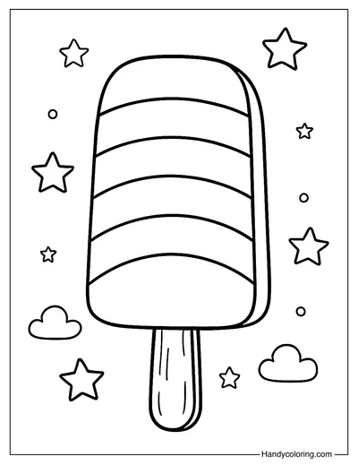 Rainbow Striped Popsicle Coloring Page