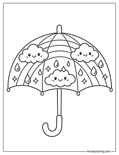 Rainbow Umbrella Coloring Page