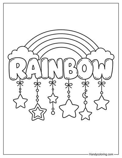 Rainbow With Hanging Stars Coloring Page
