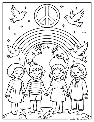 Rainbow World Coloring Page