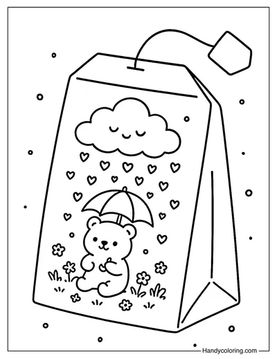 Rainy Cloud Tea Bag Coloring Page