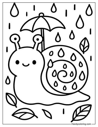 Rainy Day Snail Coloring Page