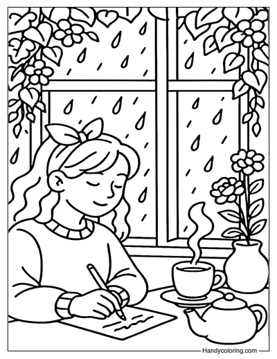 Rainy Letter Nook Coloring Page