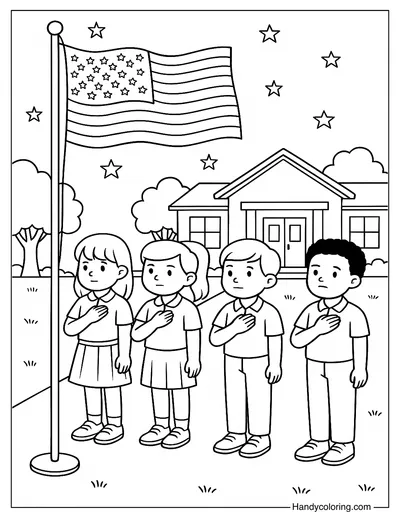 Raise the Flag Coloring Page