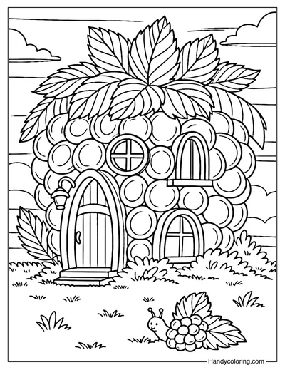 Raspberry House Coloring Page