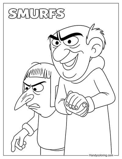 Razamel and Gargacmel Smurfs Movie Coloring Page