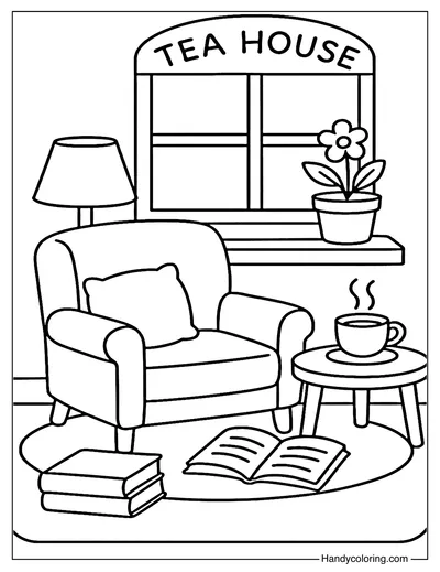 Reading Corner Nook Coloring Page