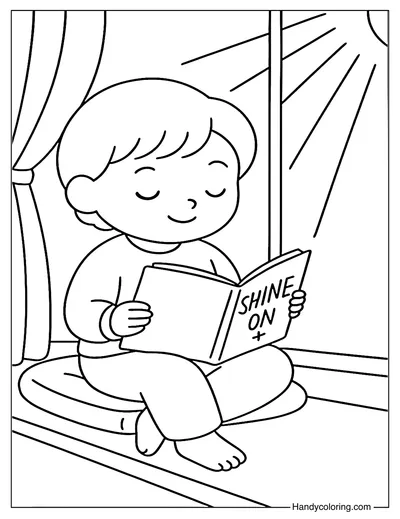 Reading in the Light Coloring Page