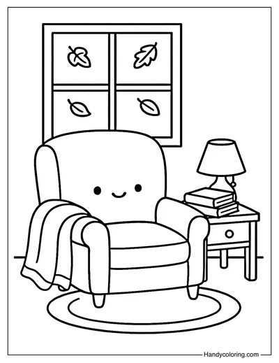Reading Nook Coloring Page