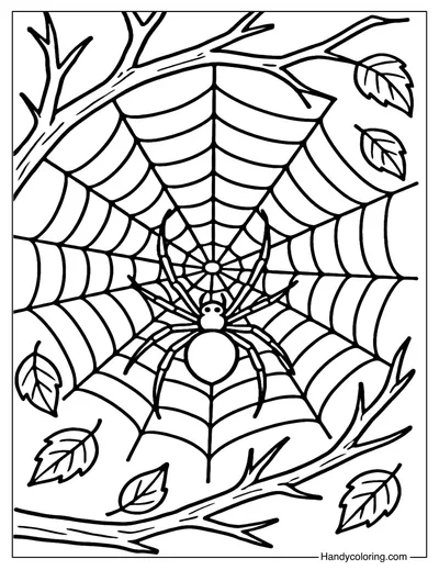 Realistic Tree Branch Spider Coloring Page