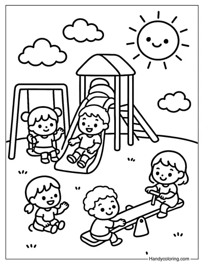 Recess Playground Coloring Page