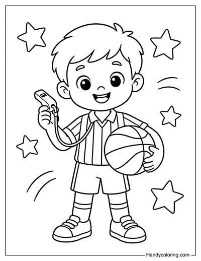 Referee with Whistle and Ball