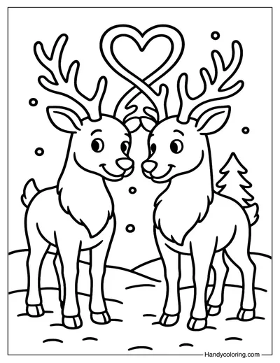 Reindeer Couple Coloring Page