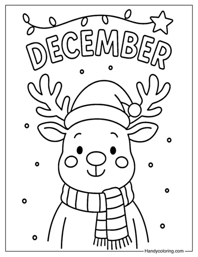 Reindeer December Coloring Page