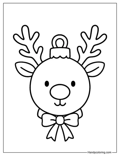 Reindeer Head Ornament Coloring Page