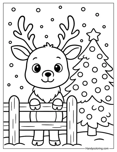 Reindeer in the Snow Coloring Page