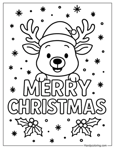 Reindeer Merry Christmas Coloring Page