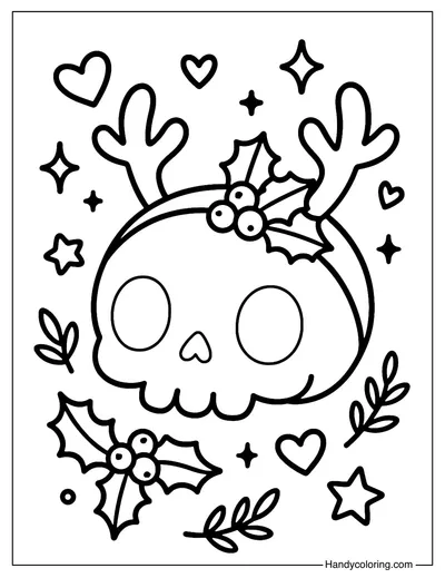 Reindeer Skull Headband Coloring Page