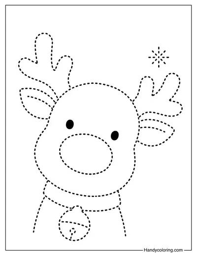 Reindeer Tracing Christmas Coloring Page