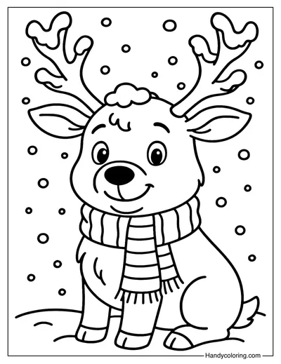 Reindeer with Scarf Coloring Page