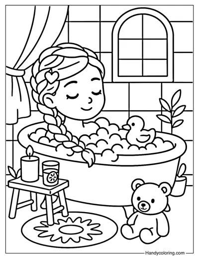 Relaxing Bubble Bath Coloring Page