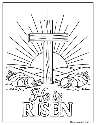 Religious Cross Easter Coloring Page
