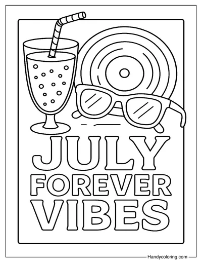 Retro July Poster Coloring Page