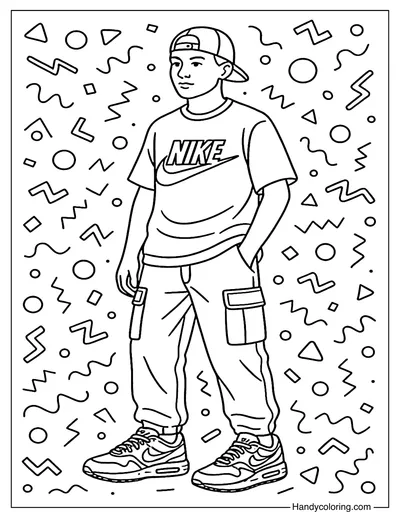 Retro Nike 90s Fashion Coloring Page